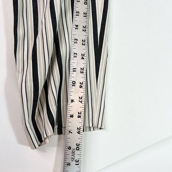 Express Paperbag Dress Pants Womens 16R Tan Stripe Ankle High Rise New Preppy - Picture 2 of 12